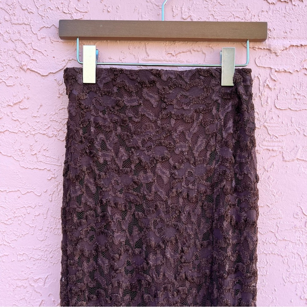 Bisou-Bisou Chocolate Brown Maxi Skirt Knit Size Small Vintage